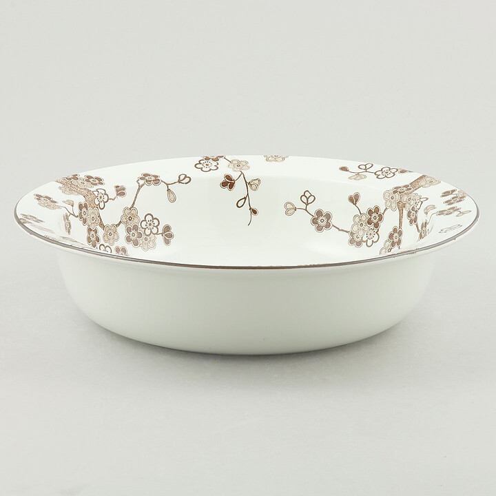 Jackie Lynd (Japonica 1977) Rounded Bowl with Brown Flowers 23 cm