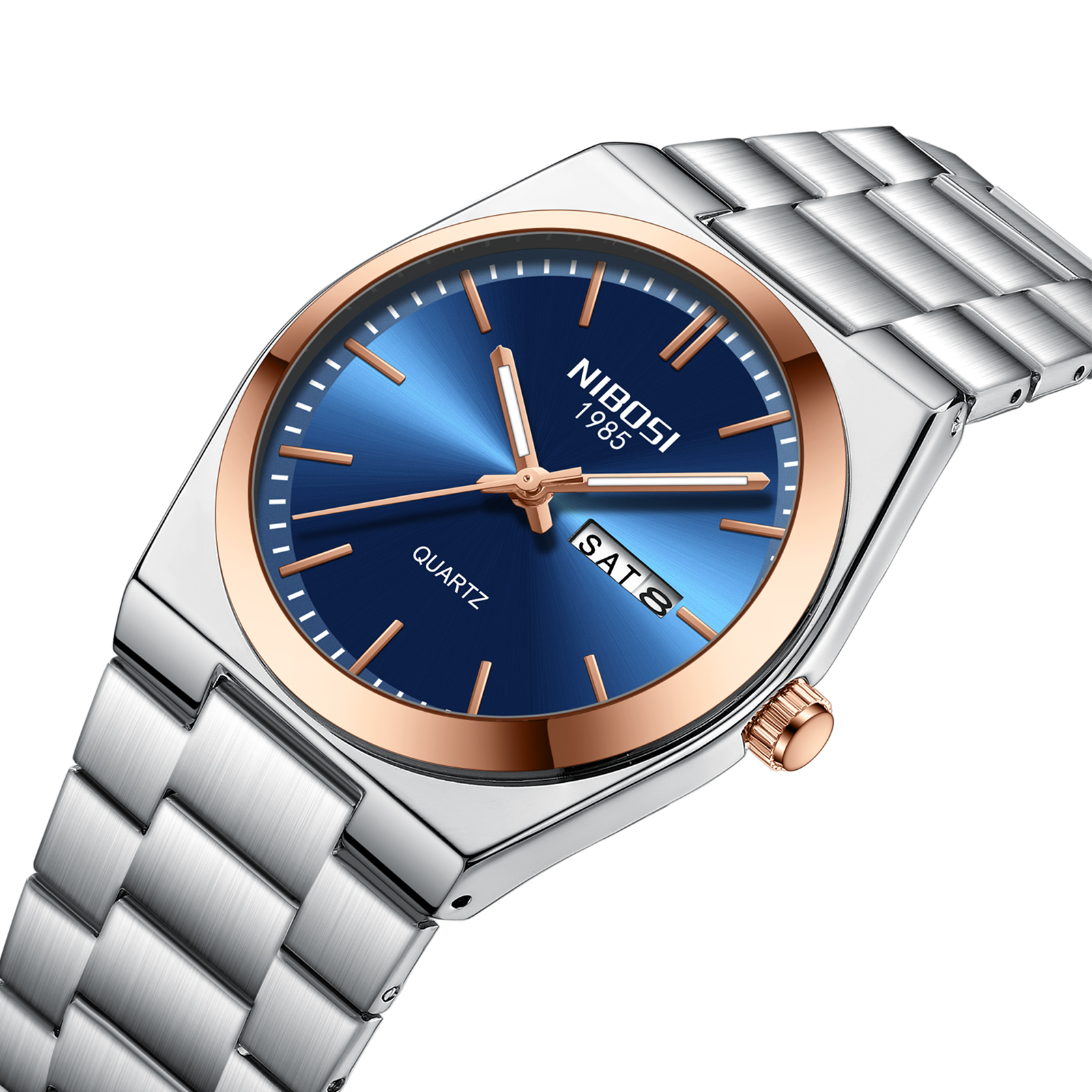 Nibosi Concord Steel Rose Gold Blue - 3