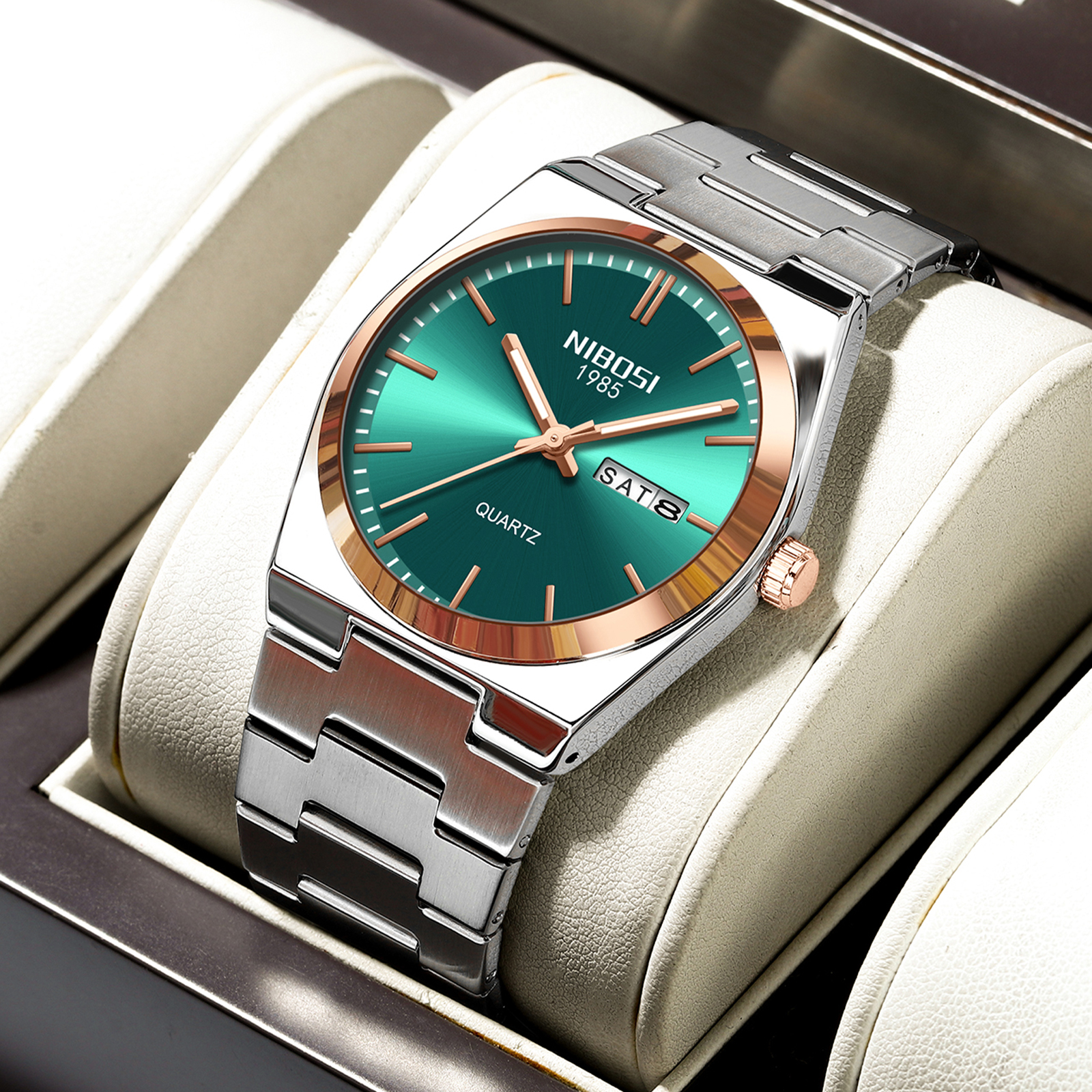 Nibosi Concord Steel Rose Gold Green - 6