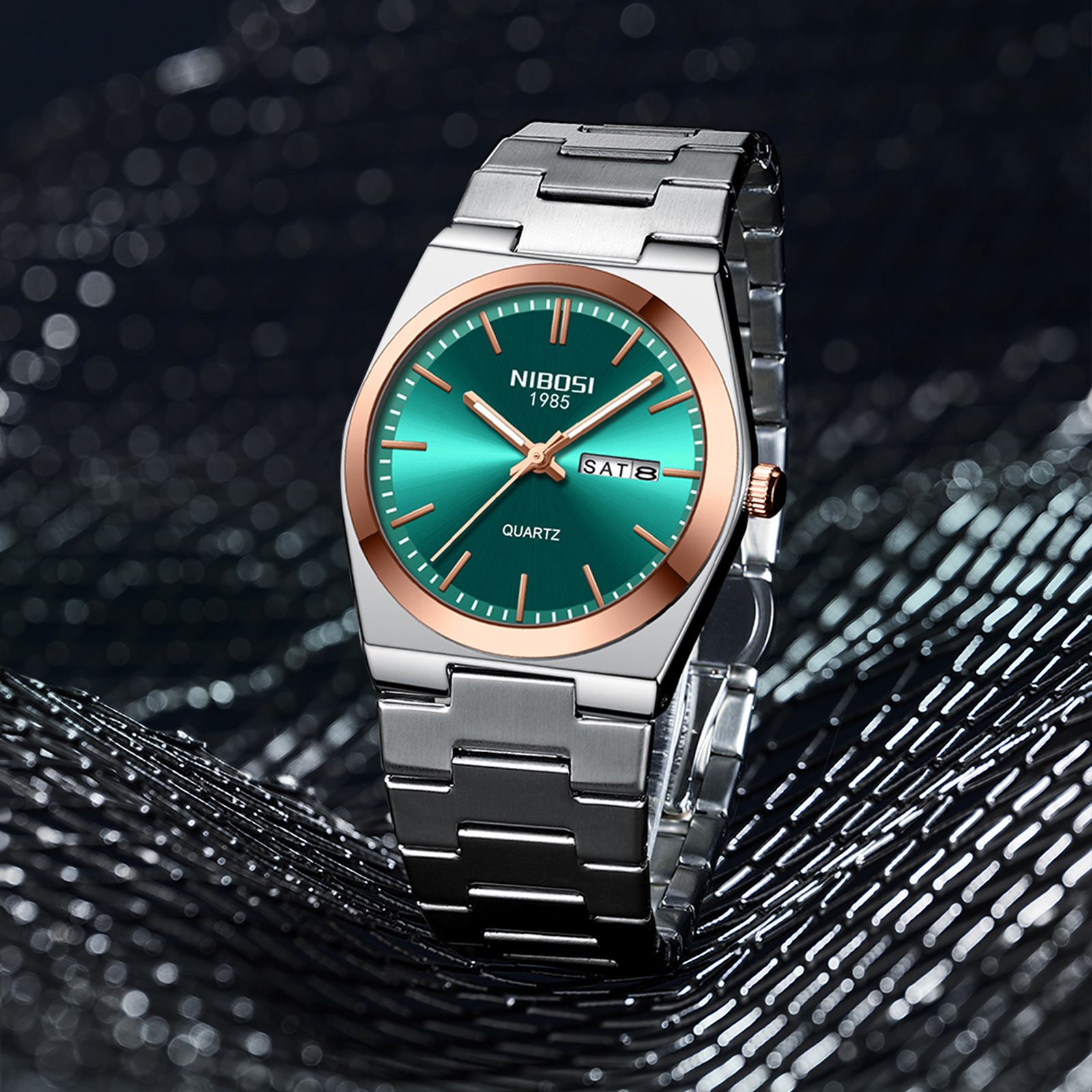 Nibosi Concord Steel Rose Gold Green - 8