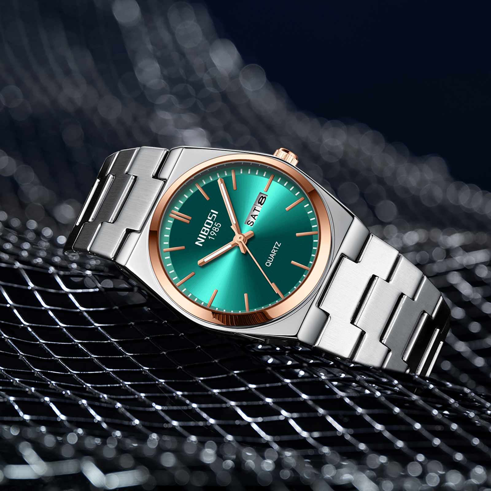 Nibosi Concord Steel Rose Gold Green - 7