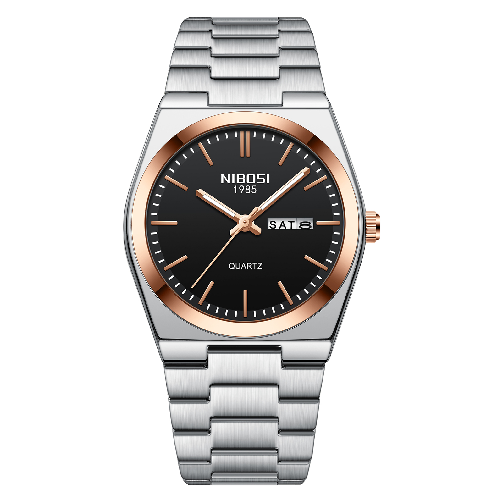 Nibosi Concord Steel Rose Gold Black