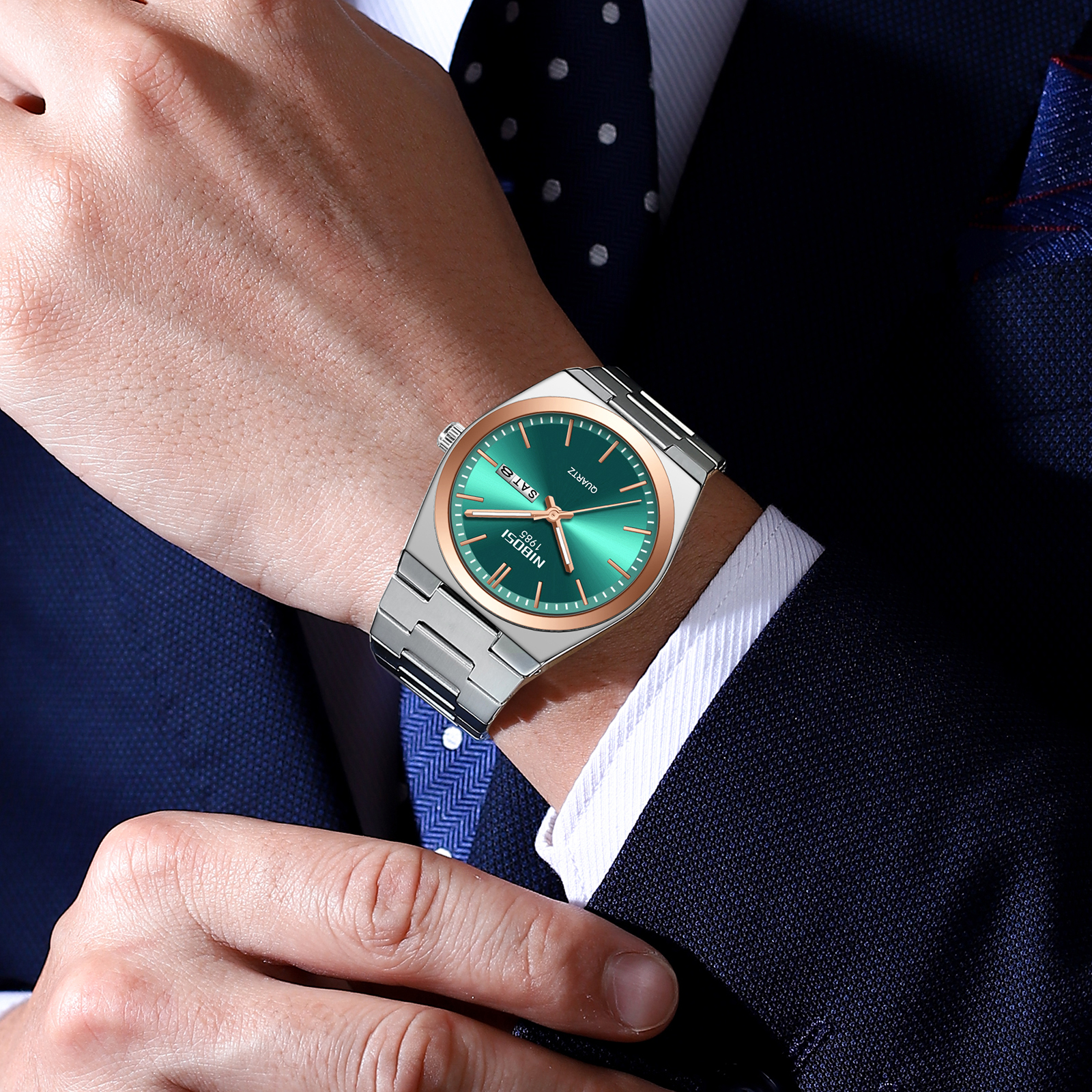 Nibosi Concord Steel Rose Gold Silver - 8