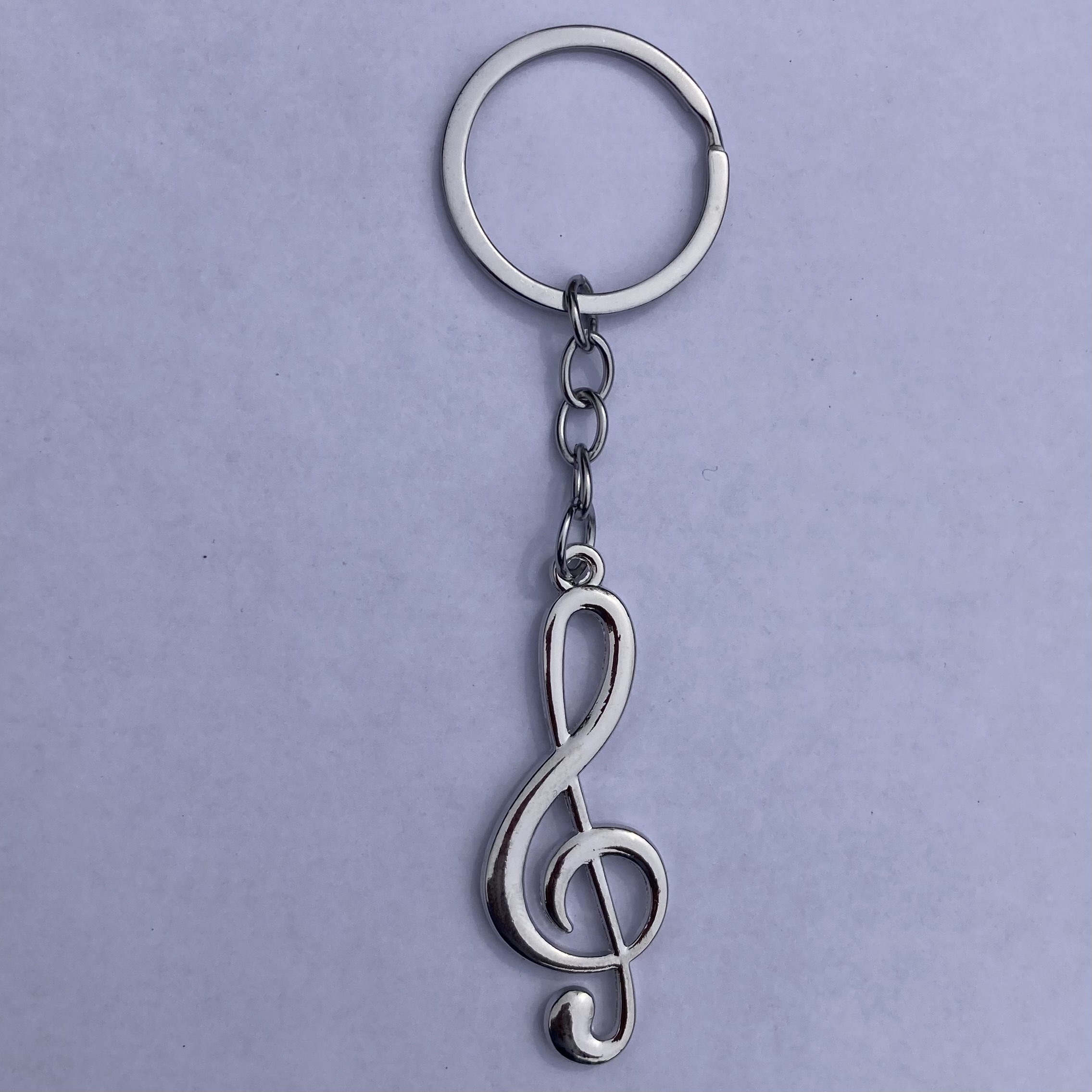 Nyckelring Silver G-klav 3D