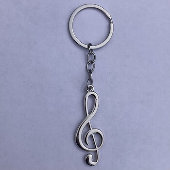 Nyckelring Silver G-klav 3D
