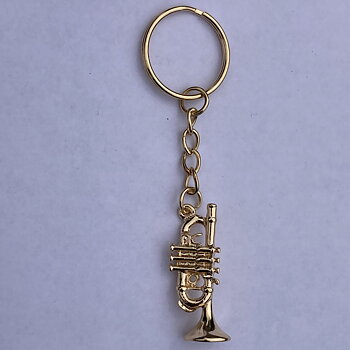 Nyckelring Guld Trumpet 3D