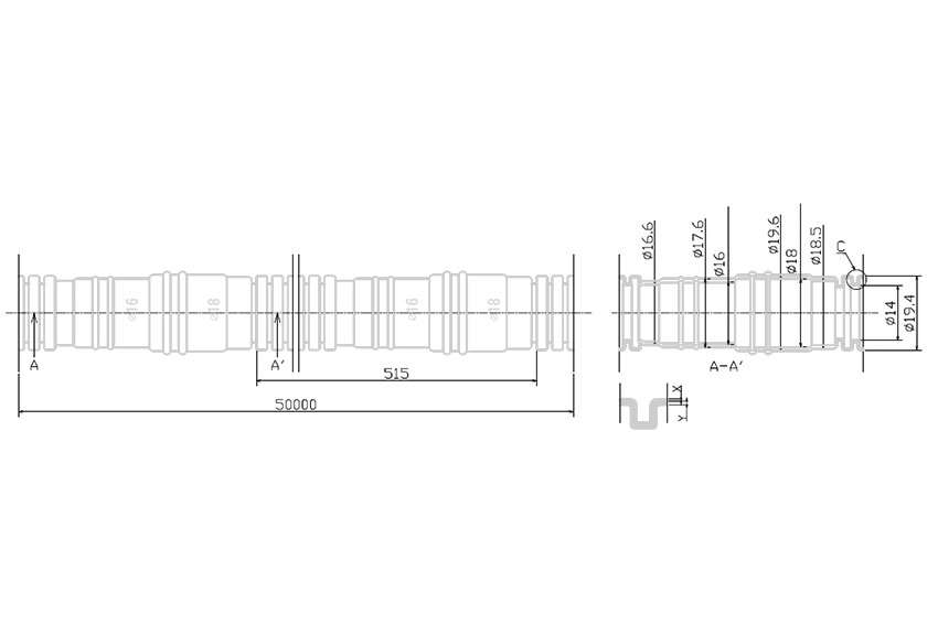 Condensate hose, double surface layers, Connection 14mm / 16mm / 18mm - 50M - 3