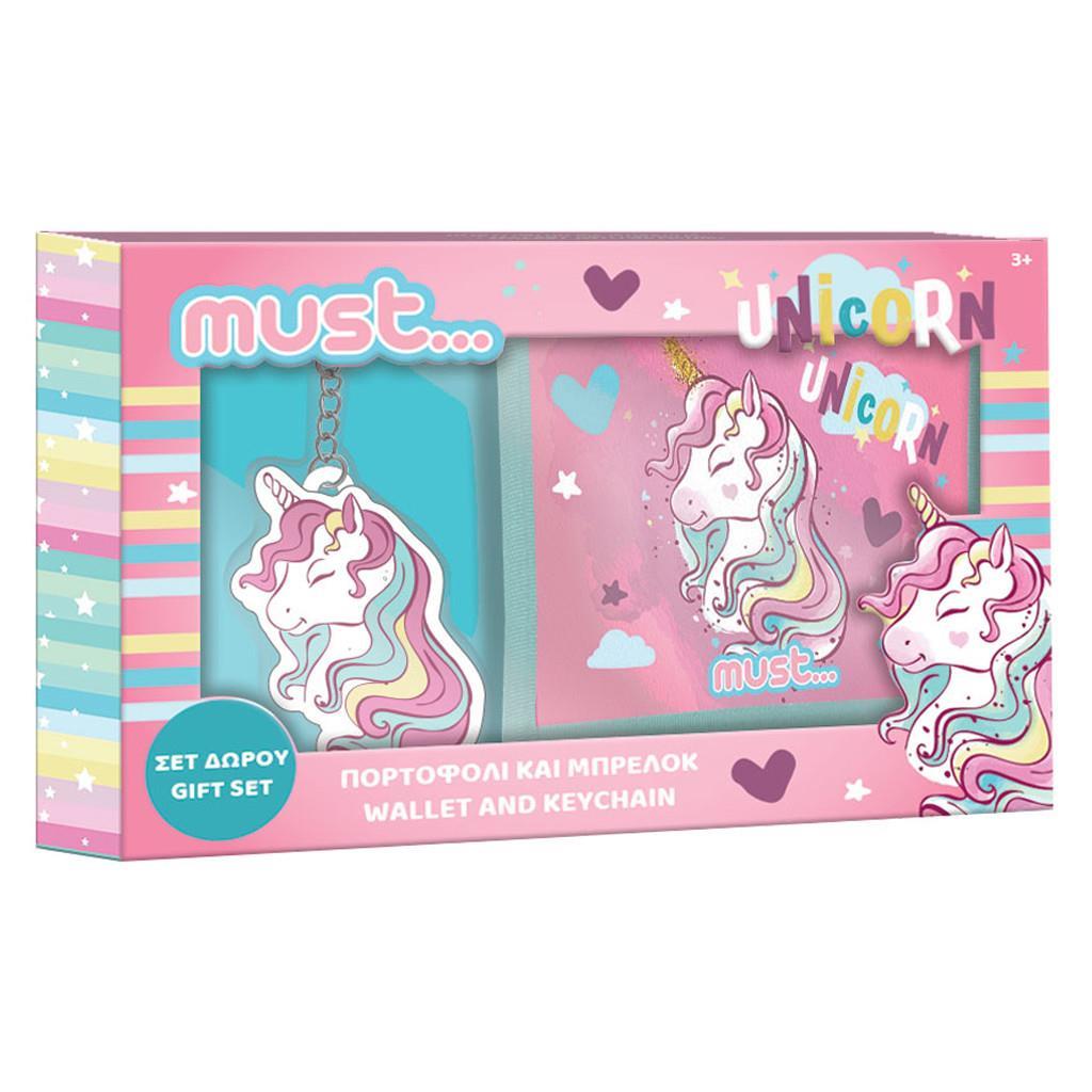 Unicorn Plånbok med Nyckelring Set
