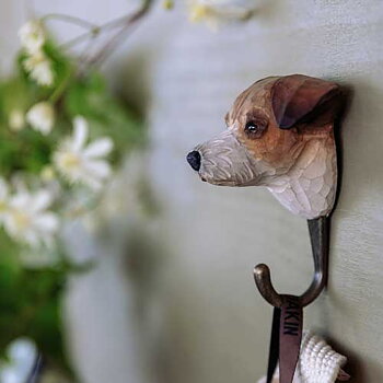 Hand-carved hook Jack Russell Terrier