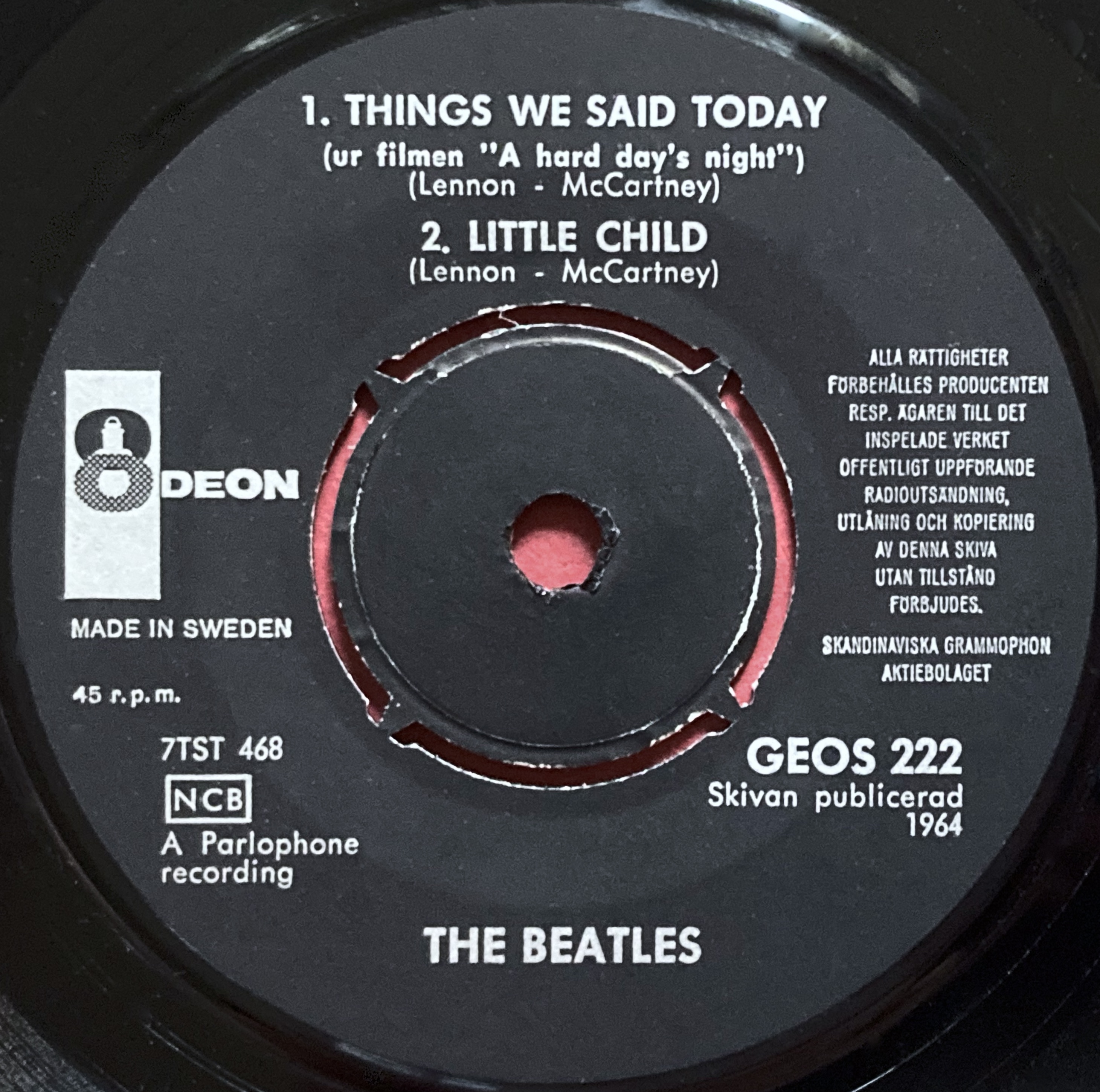 BEATLES - A hard days night +3 Felmatch Swe EP 1964 - 4