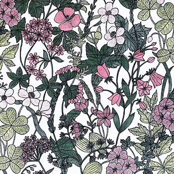 Textilvaxduk akrylatvaxduk avtorkningsbar Sommaräng 250x140cm Svanefors shabby chic lantlig stil Gårdsromantik