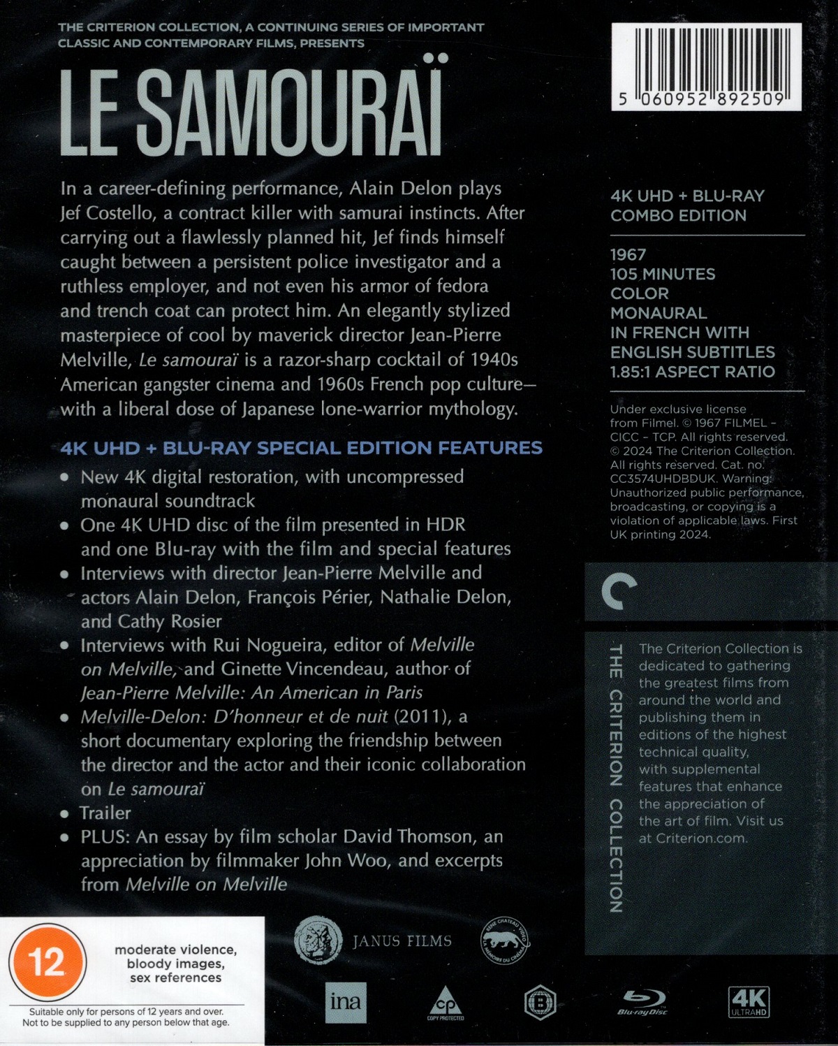 Le Samouraï (Criterion Collection) (ej svensk text) (4K Ultra HD + Blu-ray) - 2