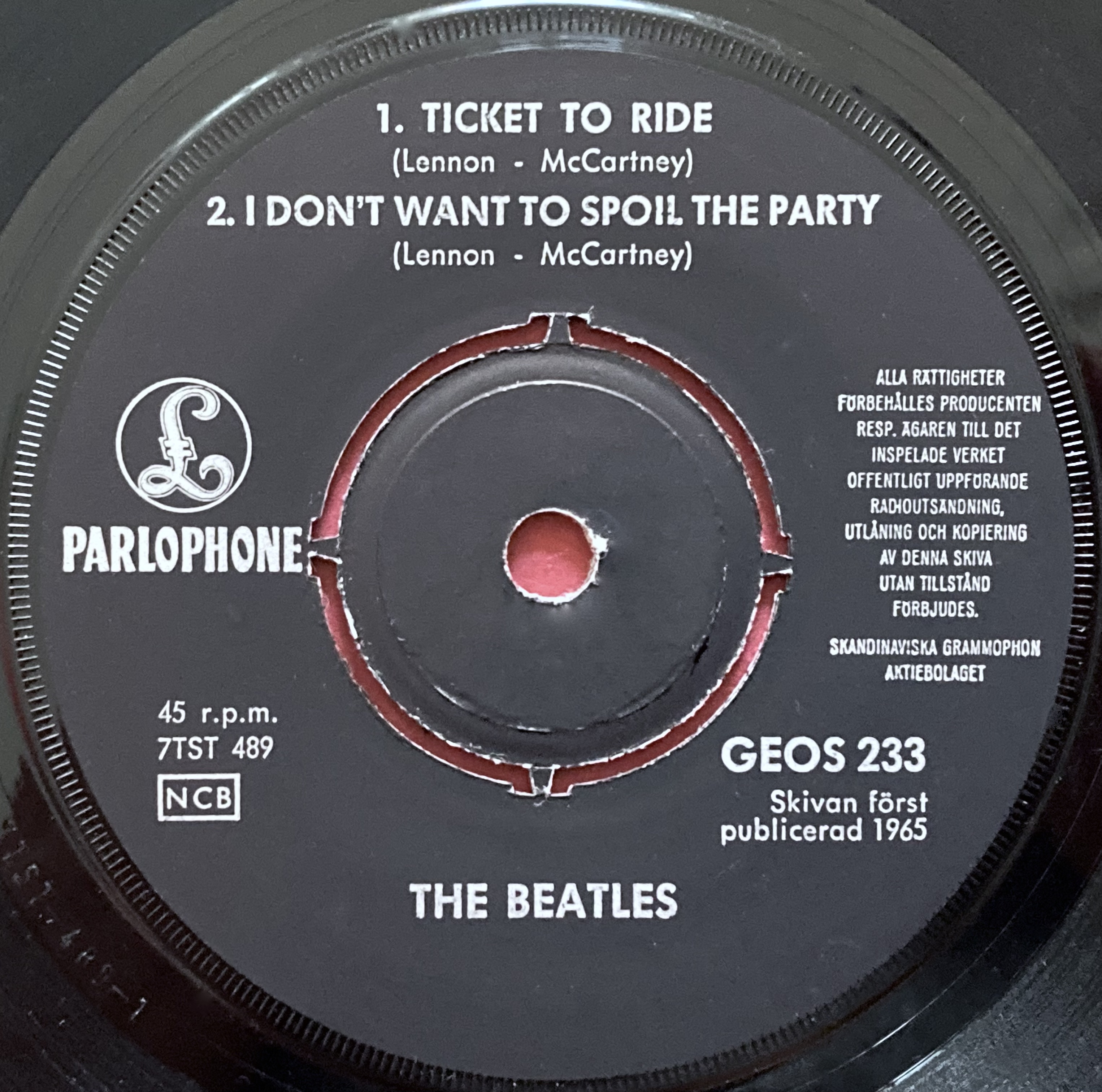 BEATLES - Ticket to ride +3 Swe EP 1965 - 3