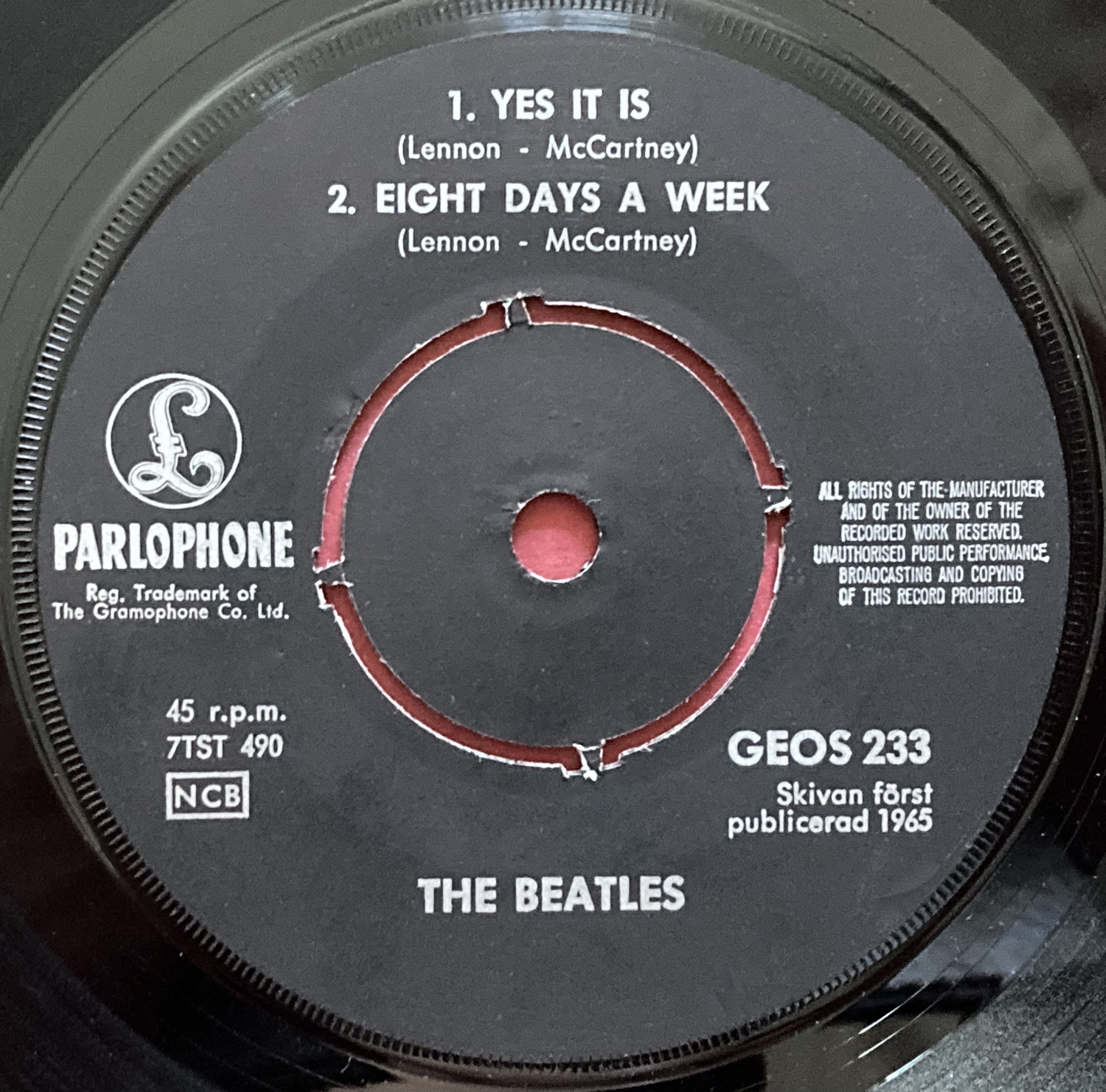 BEATLES - Ticket to ride +3 English cred. Swe EP 1965 - 4