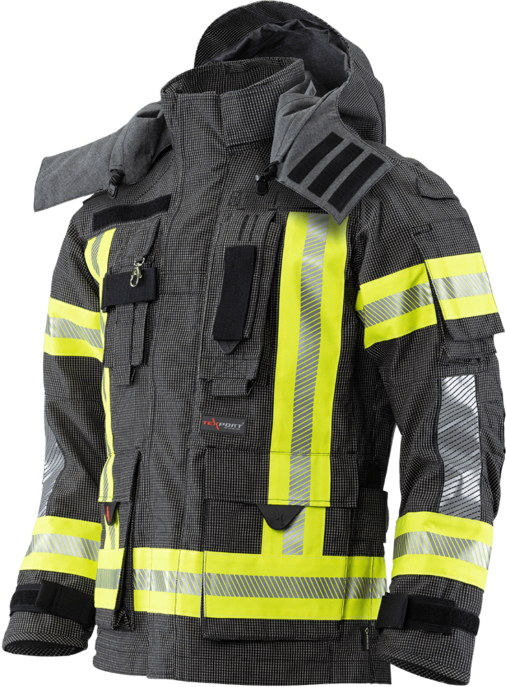 Brannbekledning, TEXPORT Guardian RSQ JAKKE  med hette, IB-TEX®, X-TREME LIGHT®, STANDARD, EN 1149-5:2018, EN 469:2020  reflective striping R2 - 3