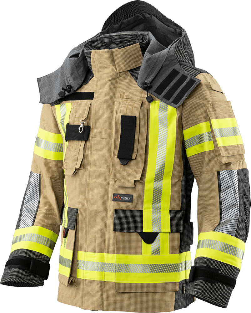 Brannbekledning, TEXPORT Guardian RSQ JAKKE  med hette, IB-TEX®, X-TREME LIGHT®, STANDARD, EN 1149-5:2018, EN 469:2020  reflective striping R2