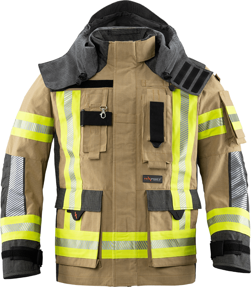 Brannbekledning, TEXPORT Guardian RSQ JAKKE  med hette, IB-TEX®, X-TREME LIGHT®, STANDARD, EN 1149-5:2018, EN 469:2020  reflective striping R2 - 4