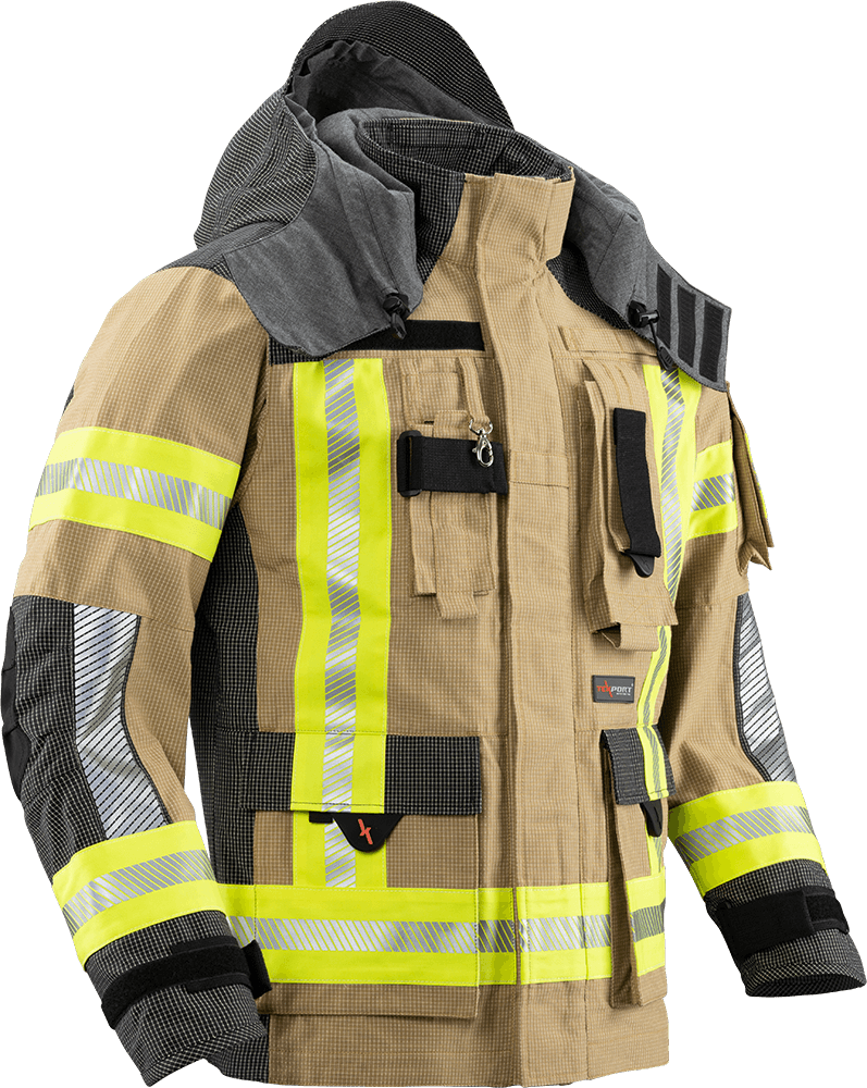 Brannbekledning, TEXPORT Guardian RSQ JAKKE  med hette, IB-TEX®, X-TREME LIGHT®, STANDARD, EN 1149-5:2018, EN 469:2020  reflective striping R2 - 5