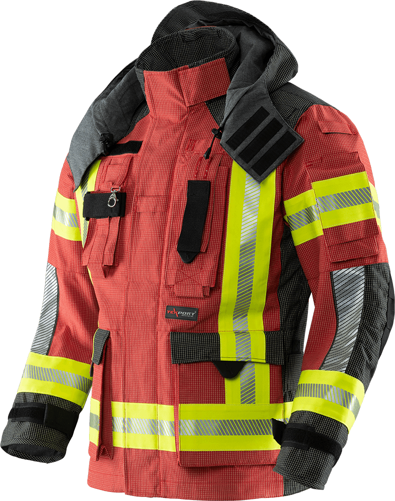 Brannbekledning, TEXPORT Guardian RSQ JAKKE  med hette, IB-TEX®, X-TREME LIGHT®, STANDARD, EN 1149-5:2018, EN 469:2020  reflective striping R2 - 2