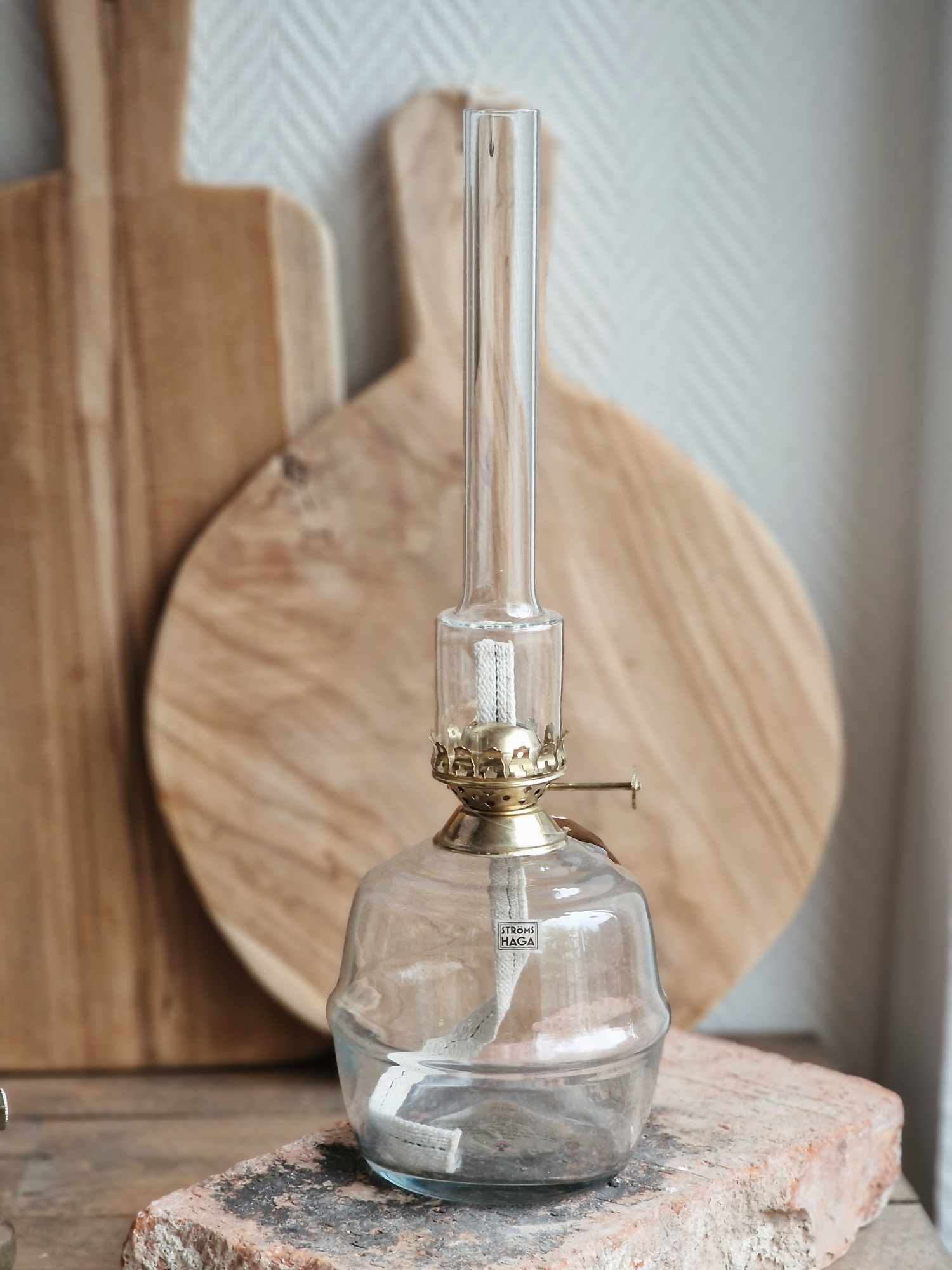 Fotogenlampa "Majken" klar mässing stor - Strömshaga