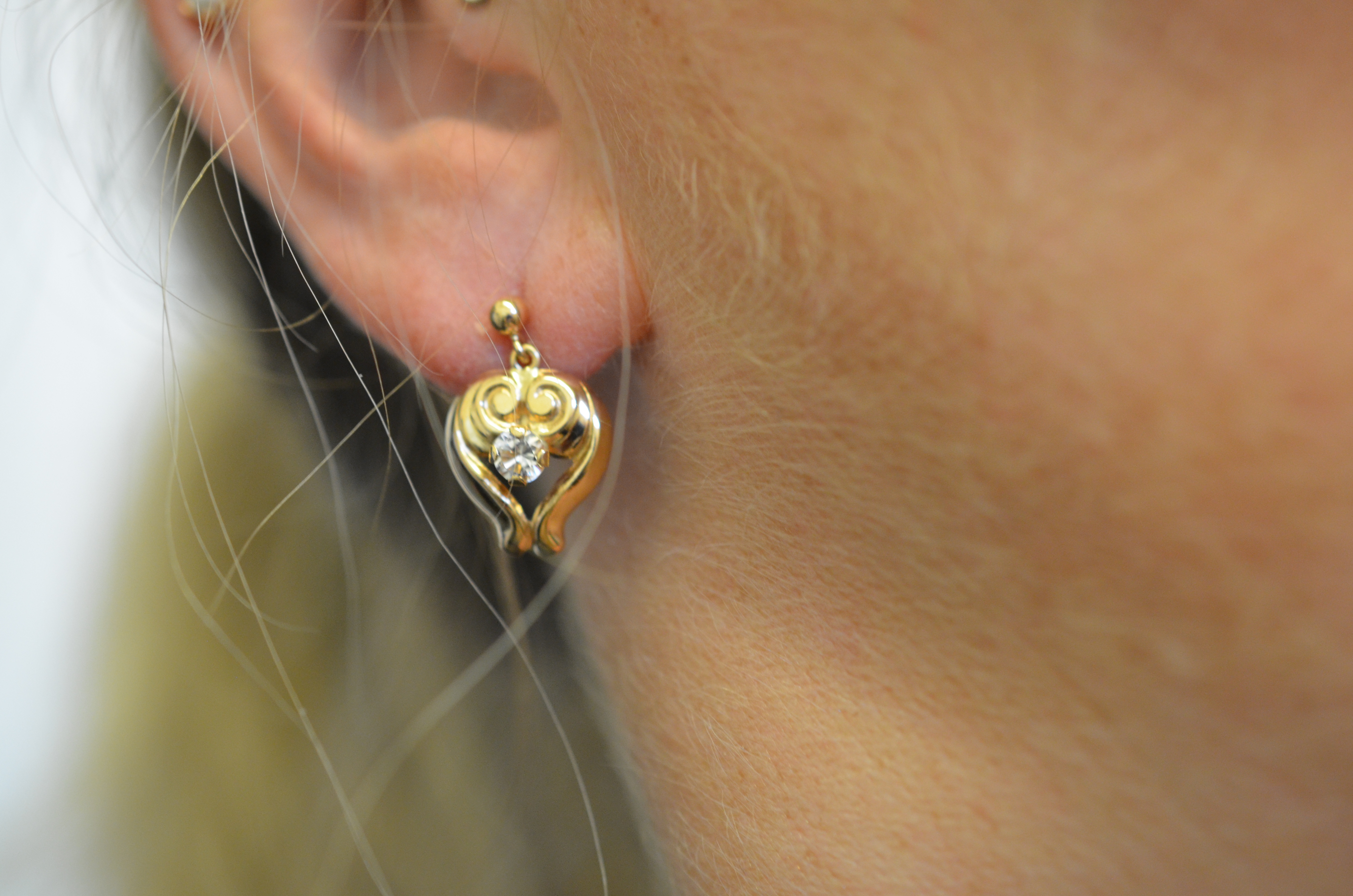 Vintage  18k örhängen med cz - 2