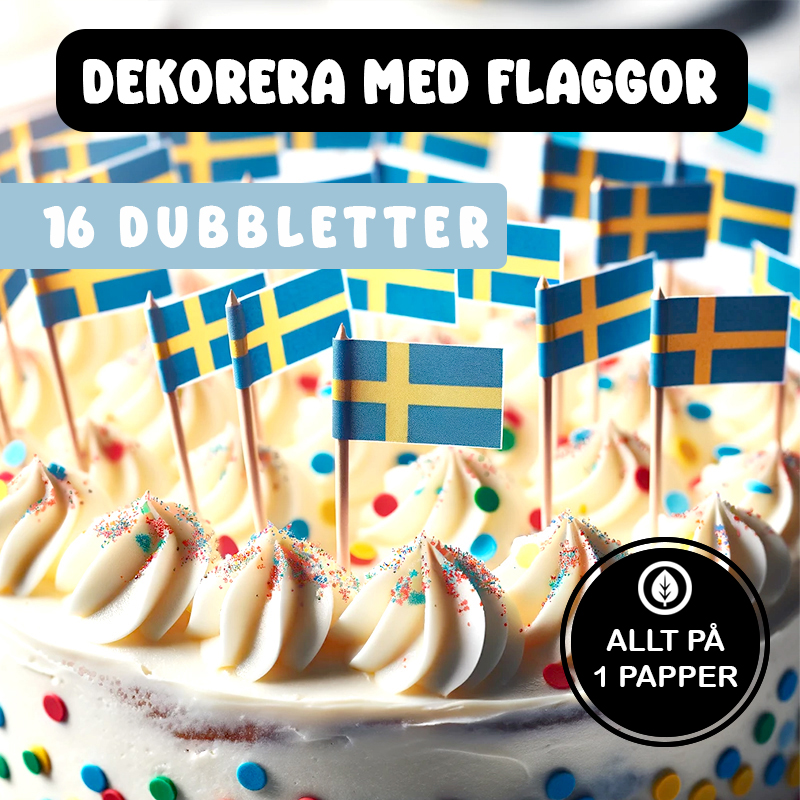 pyssel till midsommar - sverige flaggor i tårtan