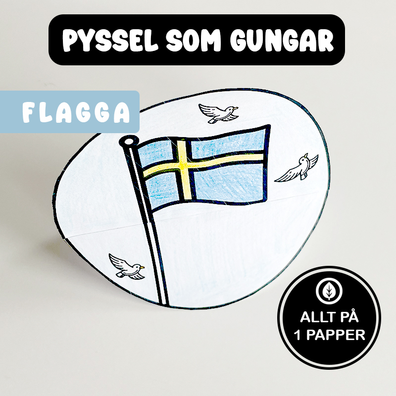 Midsommarpyssel Svenska Flaggan som gungar