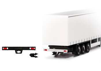 Bakre stötfångare med dragkrok för trailers (2x vit, 2x svart, med tryck)