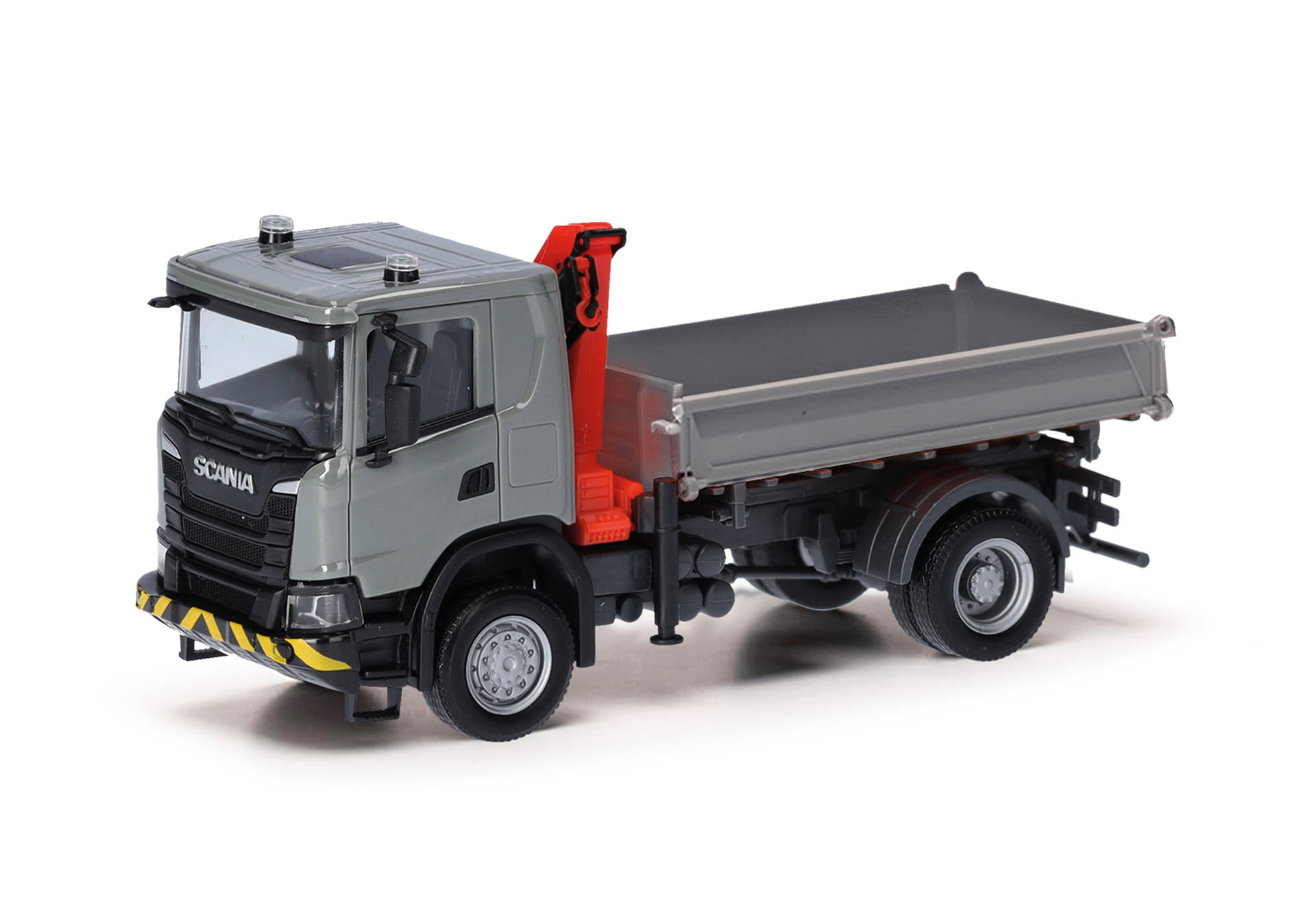 Scania XT17 tippbil m kran, 2a grå/gul