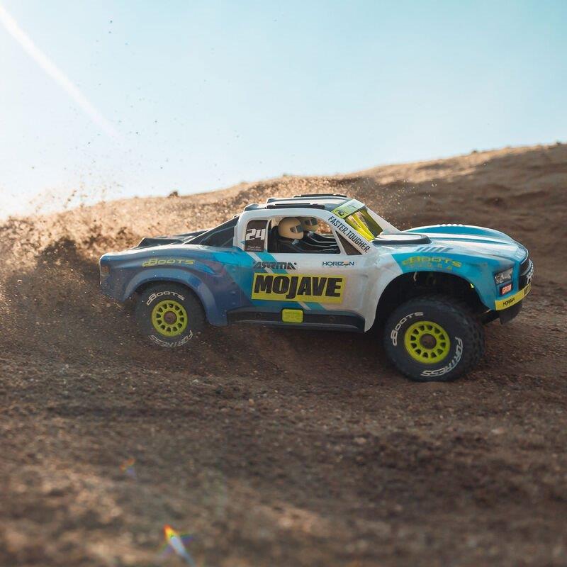 ARRMA MOJAVE GROM MEGA 380 Brushed 4X4 DT RTR with Battery&Charger, Blue/White - 5