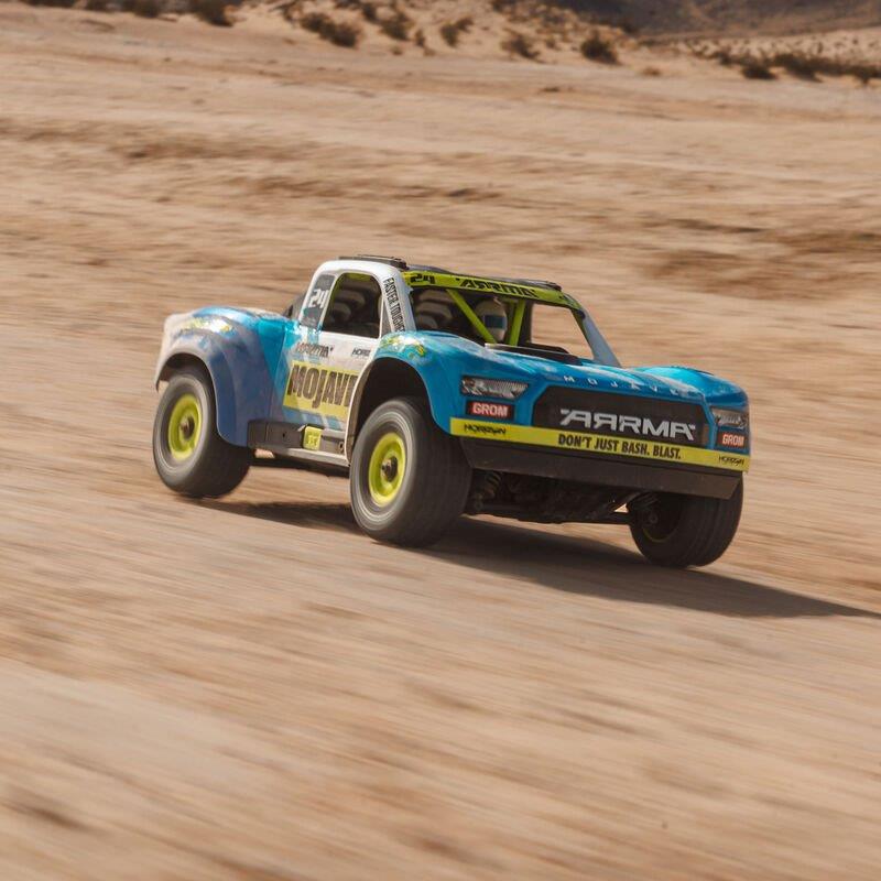 ARRMA MOJAVE GROM MEGA 380 Brushed 4X4 DT RTR with Battery&Charger, Blue/White - 12