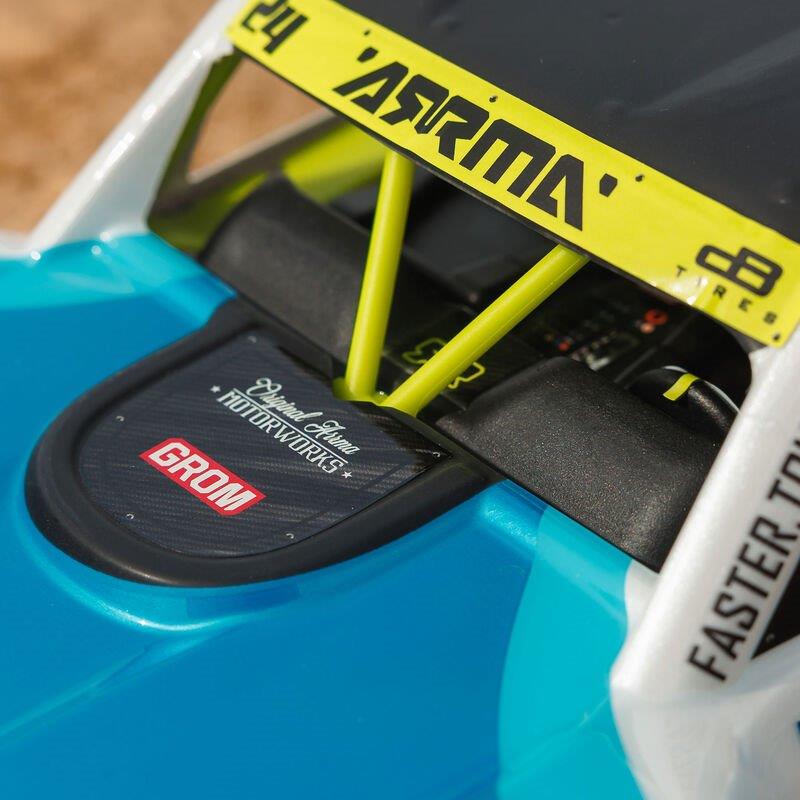 ARRMA MOJAVE GROM MEGA 380 Brushed 4X4 DT RTR with Battery&Charger, Blue/White - 25