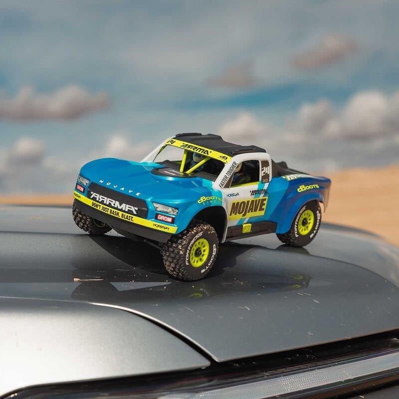 ARRMA MOJAVE GROM MEGA 380 Brushed 4X4 DT RTR with Battery&Charger, Blue/White - 30