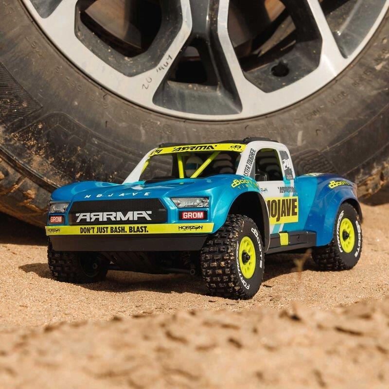 ARRMA MOJAVE GROM MEGA 380 Brushed 4X4 DT RTR with Battery&Charger, Blue/White - 4