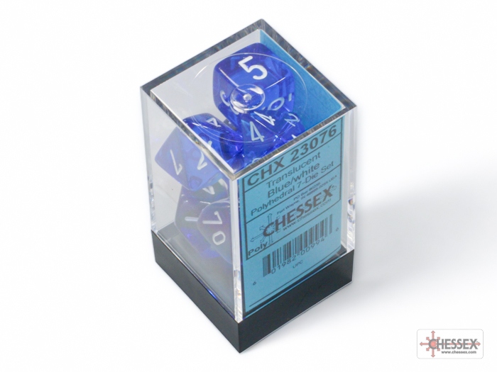 Chessex: Translucent Blue/White Polyhedral 7-Dice Set