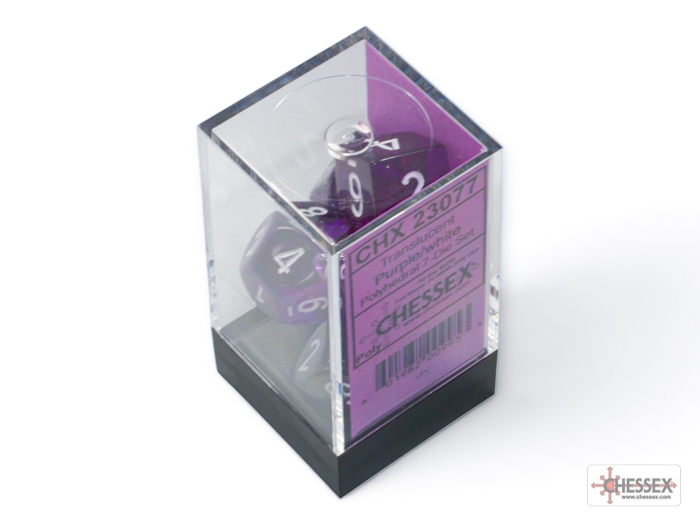 Chessex: Translucent Purple/White Polyhedral 7-Dice Set
