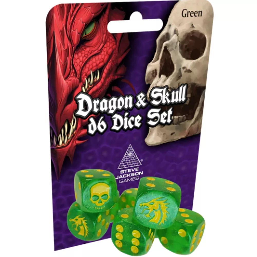 Steve Jackson Games: Dragon & Skull Dice Pack (Green Glitter)