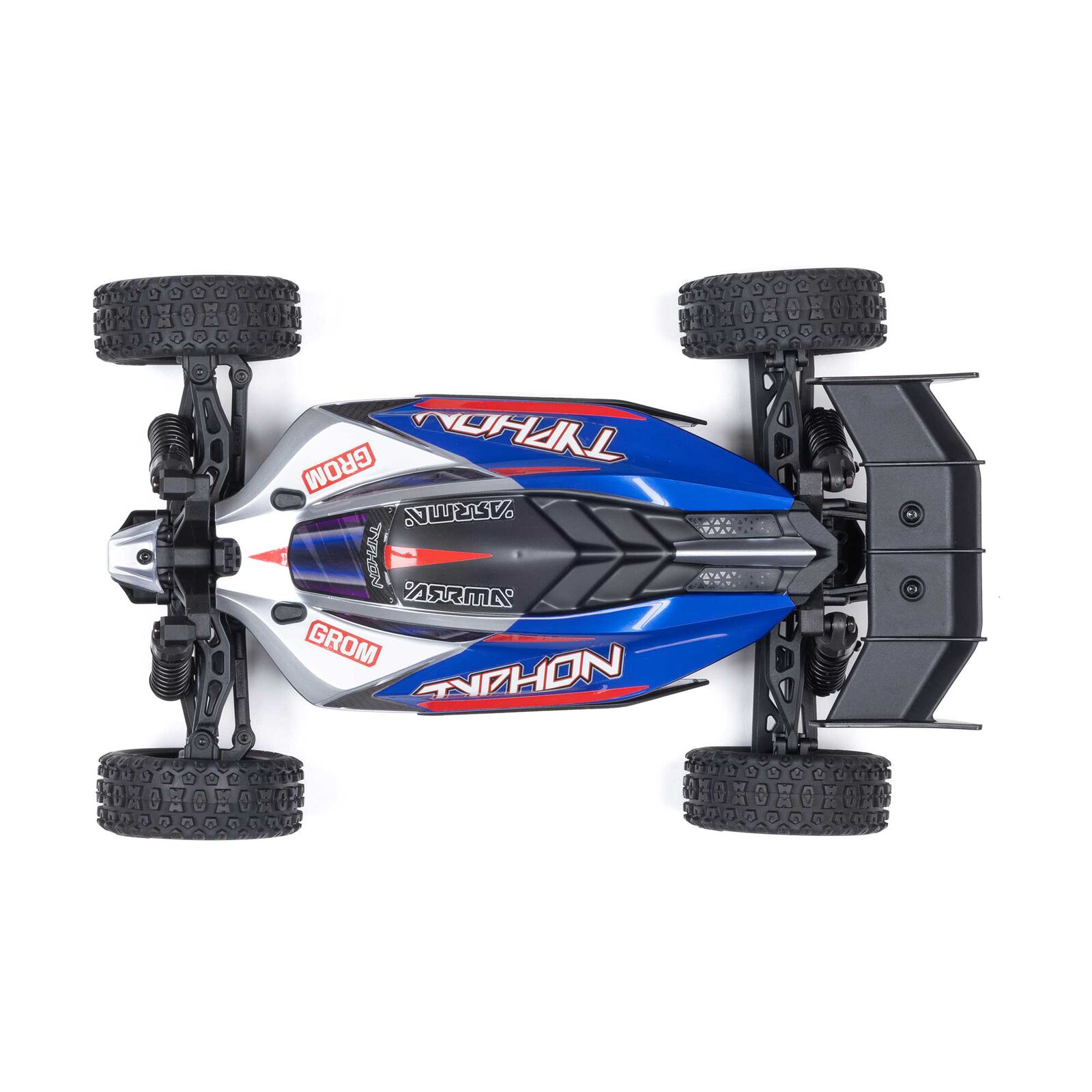 Arrma TYPHON GROM MEGA 380 Brushed 4X4 Small Scale Buggy RTR med Batter1 & Laddare, Röd/Vit - 15