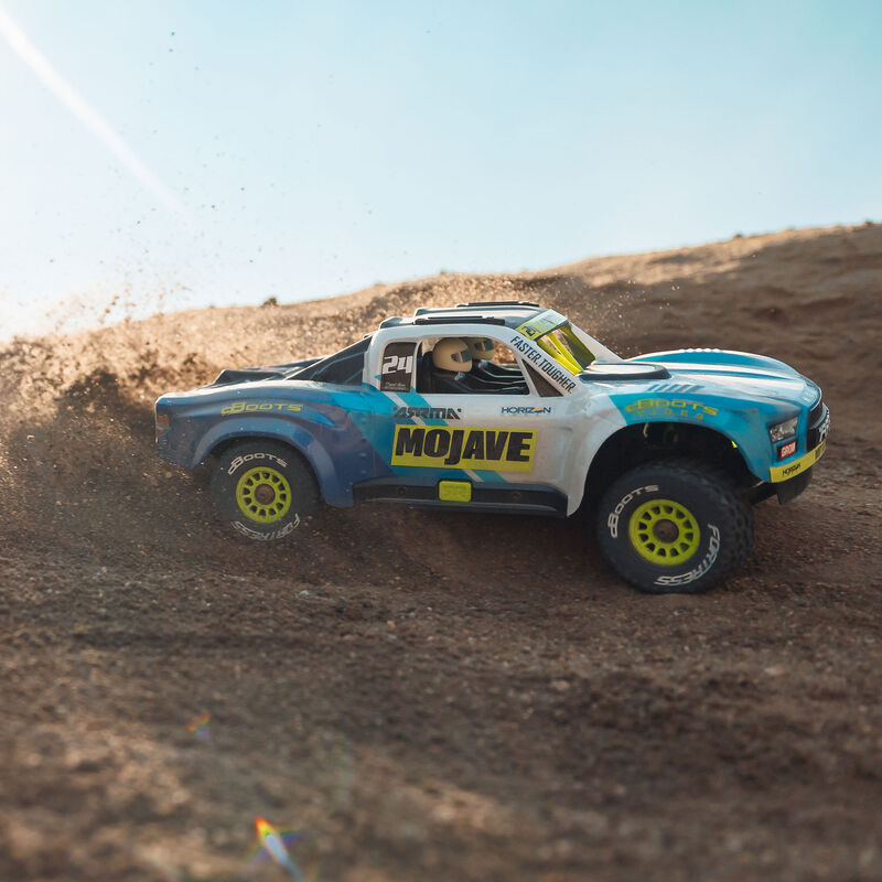 Arrma MOJAVE GROM MEGA 380 Brushed 4X4 Small Scale Desert Truck RTR med Batteri & Laddare, Blå/Vit - 13