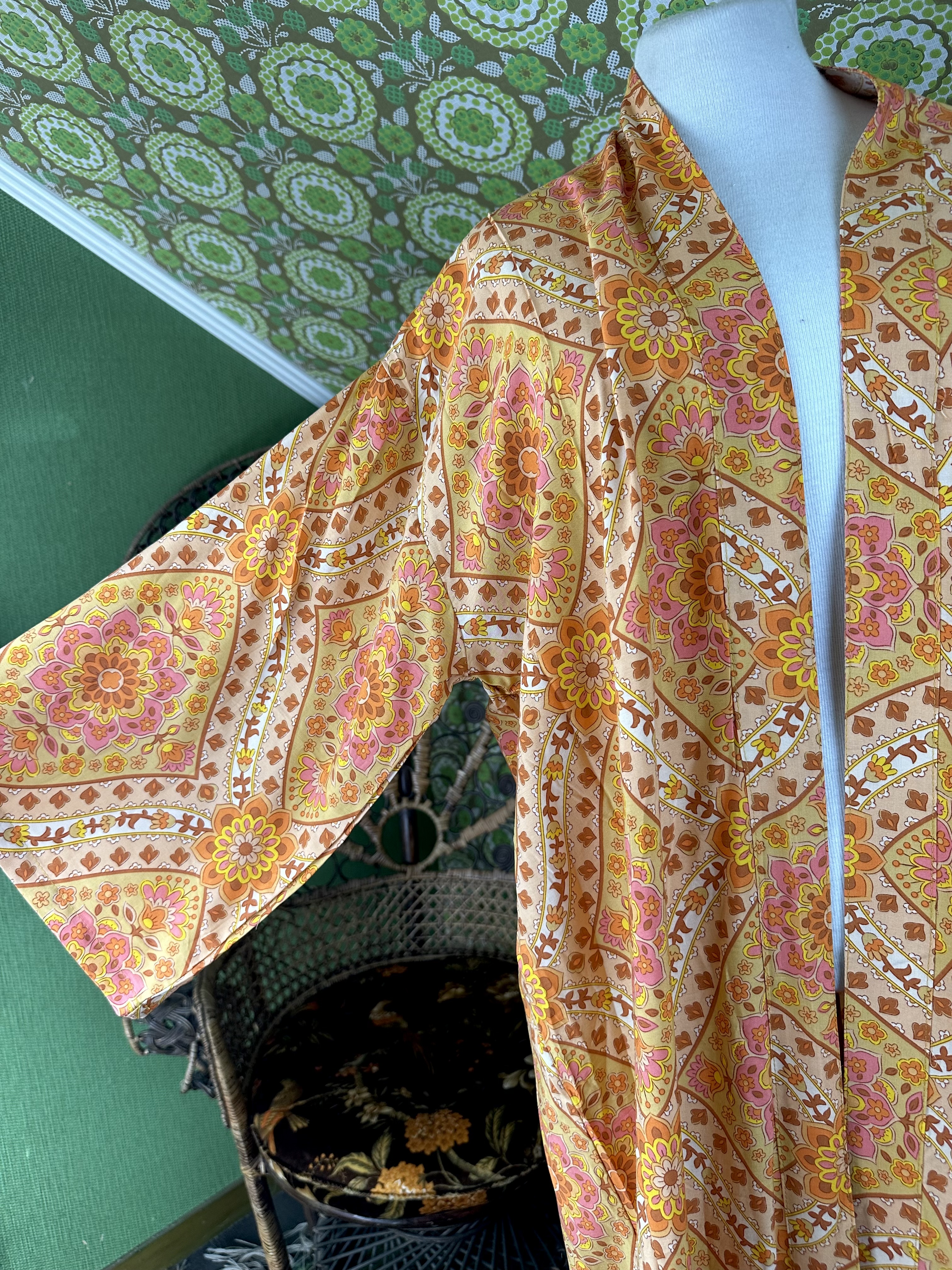 kimono  orange retro  lång  - 5
