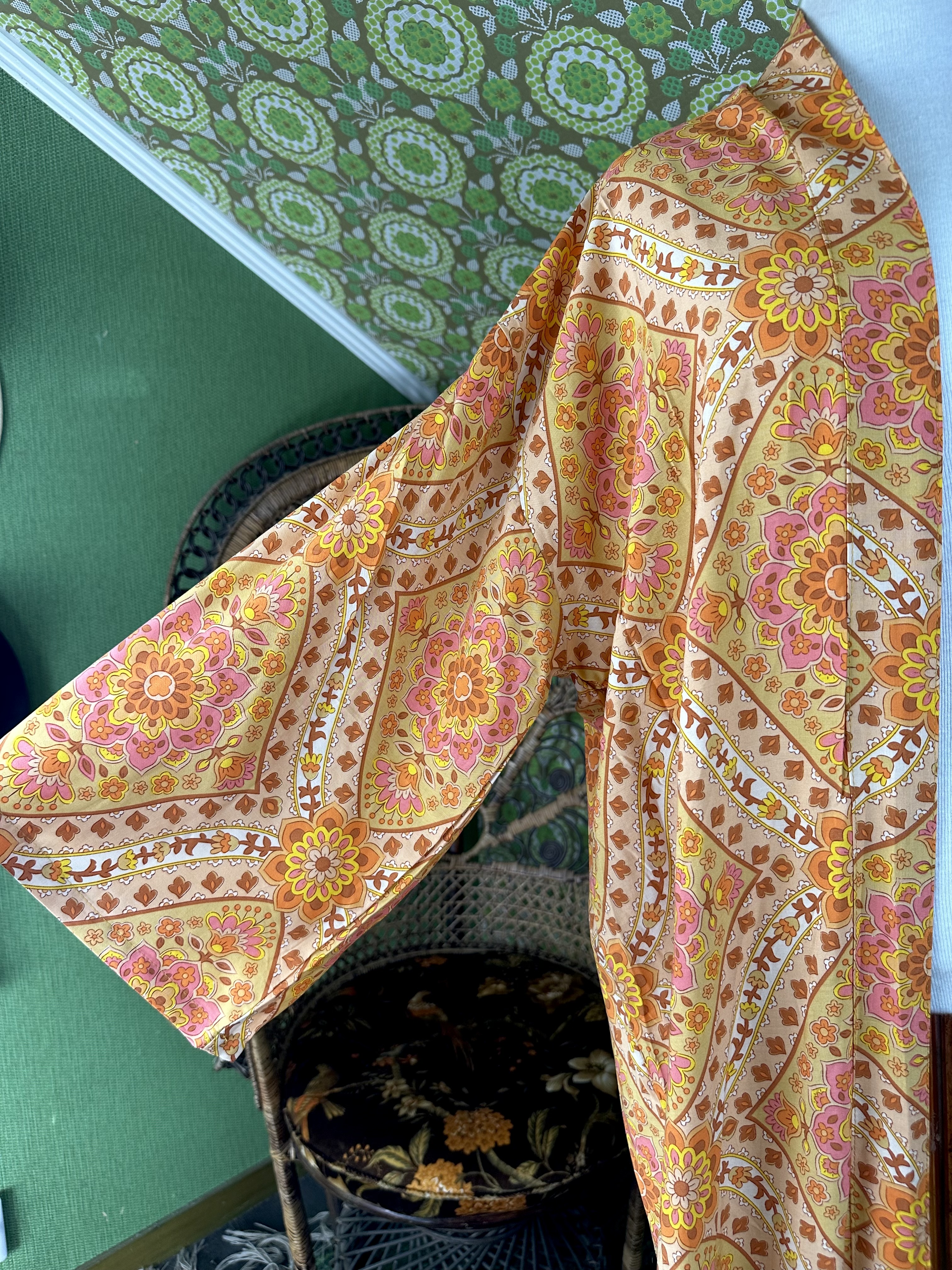 kimono  orange retro  lång  - 4