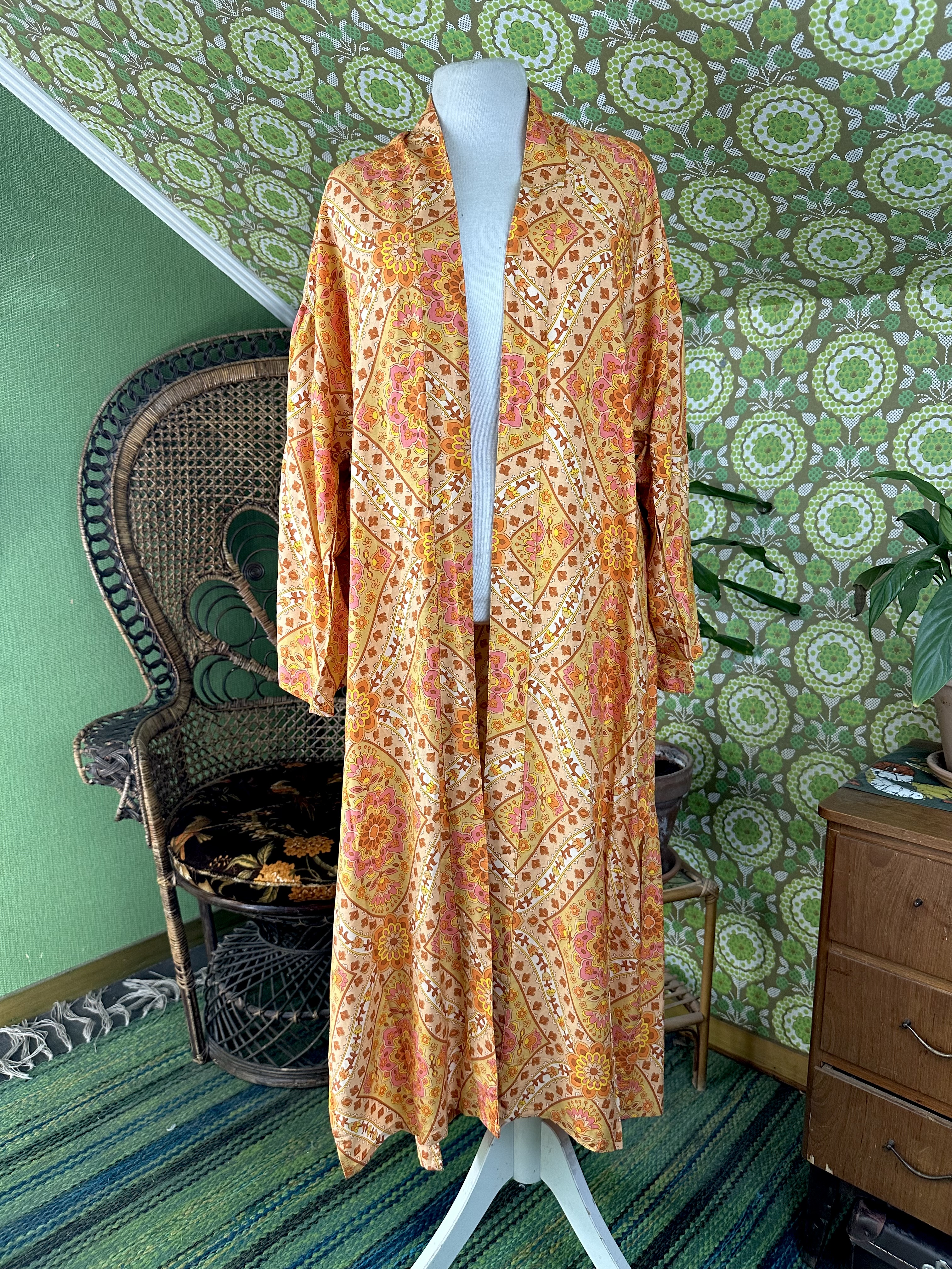 kimono  orange retro  lång 