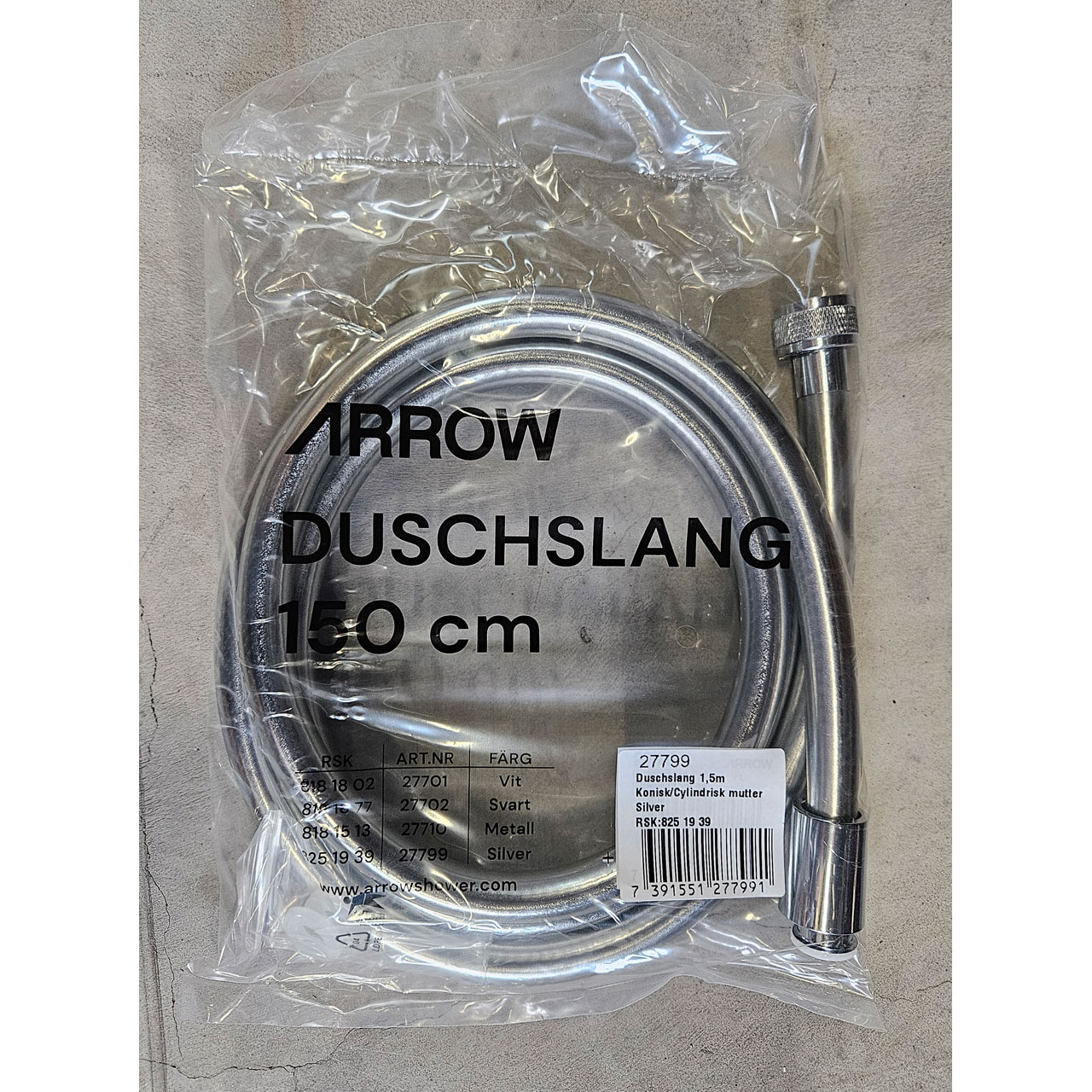 Duschslang Silver 150 cm (plastpåseförpackad) - 2