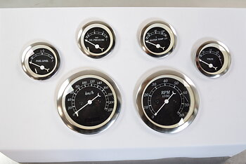 Instrument 6 st mätare km/h+°C Svart