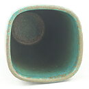 Gunnar Nylund (ARH 1950s) Green Quadratic Vase with Linear Relief 16 cm (2)