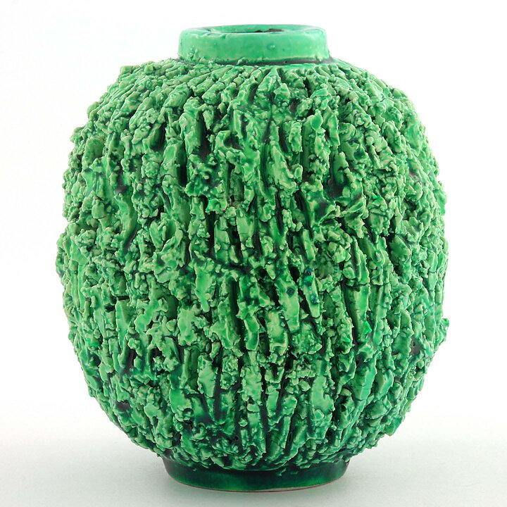  グナー・ニールンド  緑のハリネズミ模様の花瓶 （小）Vase 1936年  12cm (2)