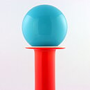 Otto Brauer (Gulvvase 1962) Red Cased Bottle with Turquoise Ball 40 cm