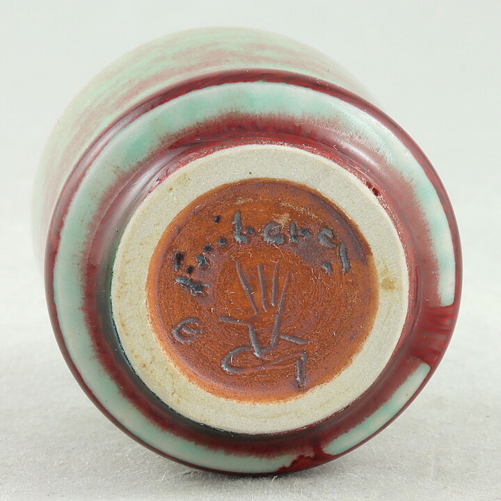 Berndt Friberg (1965) Unique Vase with Celadon/Oxblood Glaze 4,5 cm