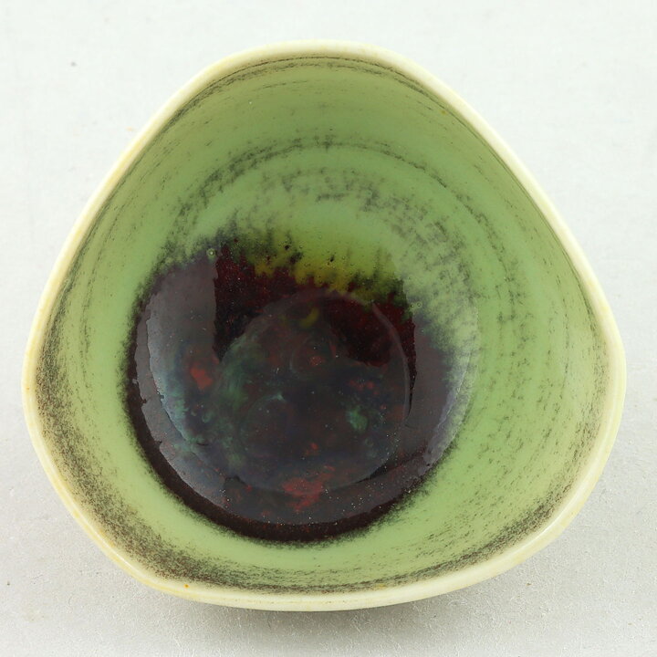 ベルント・フリーベリ  一点もの  青緑/赤茶色のボウル  三角形  4,5cm  1960年代