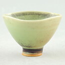 Berndt Friberg (1960s) Unique Triangular Celadon/Oxblood Bowl 4,5 cm